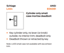 Schlage L464B Cylinder Only Small Case Mortise Deadbolt, Accepts Small Format IC Core (SFIC)