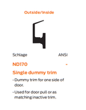 Schlage ND170 RHO Heavy Duty Single Dummy Trim, Rhodes Style