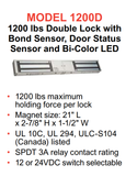 Alarm Controls 1200D Electromagnetic Double Magnetic Lock, 1200 lbs Holding Force