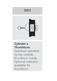 Accentra (Yale) D211 Single Cylinder Deadbolt, 2-3/8" Backset
