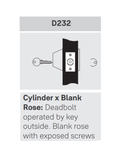 Accentra (Yale) B-D232 Cylinder x Blank Rose Deadbolt, Accepts SFIC, 2-3/4" Backset