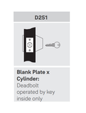 Yale B-D251 Blank Plate x Cylinder Deadbolt, Accepts SFIC, 2-3/8" Backset