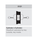Accentra (Yale) D121 Double Cylinder Deadbolt, 2-3/8" Backset