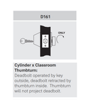 Accentra (Yale) B-D161 Cylinder x Classroom Thumbturn Deadbolt, Accepts SFIC, 2-3/8" Backset