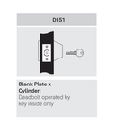 Accentra (Yale) D151 x 1210 ICLC Blank Plate x Cylinder Deadbolt, Accepts 6-Pin LFIC, 2-3/8" Backset
