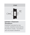 Yale D162 x 1210 ICLC Cylinder x Classroom Thumbturn Deadbolt, Accepts 6-Pin LFIC, 2-3/4" Backset