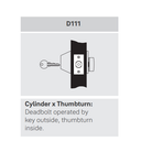 Yale D111 x 2807-C Single Cylinder Deadbolt, Schlage C Keyway, 2-3/8" Backset