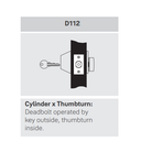 Accentra (Yale) D112 x 2807-C Single Cylinder Deadbolt, Schlage C Keyway, 2-3/4" Backset