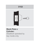 Accentra (Yale) D152 x 2807-C Blank Plate x Cylinder Deadbolt, Schlage C Keyway, 2-3/4" Backset