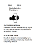 Falcon D241CP6 Single Cylinder x Turn Deadbolt, Schlage C Keyway