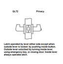 Arrow QL72-SR Grade 1 Privacy Cylindrical Lever Lock