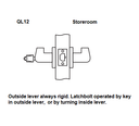 Arrow QL12-SR Grade 1 Storeroom Cylindrical Lock, Rigid Lever Function