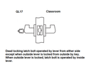 Arrow QL17-SR-26D Grade 1 Classroom Cylindrical Lock, Rigid Lever Function, Satin Chrome Finish