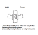 Arrow RL02-SR Grade 2 Privacy Cylindrical Lever Lock w/ Sierra Lever Style