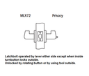 Arrow MLX72-SR Grade 2 Privacy Cylindrical Lever Lock w/ Sierra Lever Style