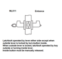 Arrow MLX11-SR Grade 2 Entrance Cylindrical Lever Lock w/ Rigid Sierra Lever Style