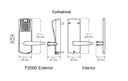 Dormakaba PowerPlex P2031BLL Electronic Pushbutton Cylindrical Lock w/ 2-3/4" Backset, SFIC Prep, Less Core