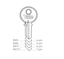 Accentra (Yale) RN8 PARA 5-Pin Key Blank, PARA Keyway