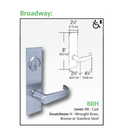 Arrow BM37 BRH 26D Double Classroom Mortise Lock w/ BR Lever and H Escutcheon, Satin Chrome Finish