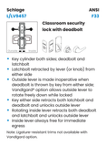 Schlage L9457 06N Classroom Security w/ Deadbolt Mortise Lock, 06 Lever and N Escutcheon