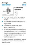 Schlage B563 626 OS-LOC Classroom Deadbolt w/ Exterior "UNLOCKED/LOCKED" Indicator, Satin Chrome Finish