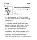 Schlage L9076J LATA Classroom Holdback Mortise Lock, FSIC Less Core w/ Latitude Lever and A Rose
