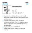 Schlage L9080L LATA Storeroom Mortise Lock, Less Cylinder w/ Latitude Lever and A Rose