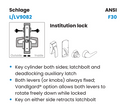 Schlage L9082B LATA Institution Mortise Lock, SFIC Prep Less Core w/ Latitude Lever and A Rose