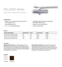 Dexter DCL2000-STD LESS-RW/PA Light Duty Surface Closer, Less Cover w/ Regular Arm