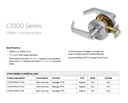 Dexter C1000-PASS-R Grade 1 Passage Cylindrical Lock w/ Regular Lever