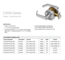 Dexter C1000-ENTR-R Grade 1 Entry/Office Cylindrical Lock w/ Regular Lever