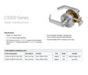 Dexter C1000-NC-ENTR-R-626 Grade 1 Entry/Office Cylindrical Lock w/ Regular Lever, Non-Clutching, Satin Chrome Finish