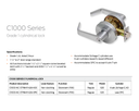 Dexter C1000-NC-STRM-R-626 Grade 1 Storeroom Cylindrical Lock w/ Regular Lever, Non-Clutching, Satin Chrome Finish