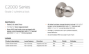 Dexter C2000-SDUM-B Grade 2 Single Dummy Trim Cylindrical Lock w/ Ball Knob