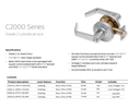 Dexter C2000-CL-ENTR-C-626 Grade 2 Entry/Office Cylindrical Lock w/ Curved Lever, Clutching, Satin Chrome Finish