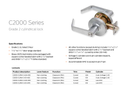 Dexter C2000-CLRM-C-626 Grade 2 Classroom Cylindrical Lock w/ Curved Lever, Satin Chrome Finish