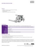 Accentra (Yale) AU4702LN Grade 1 Privacy, Bedroom or Bath Cylindrical Lever Lock