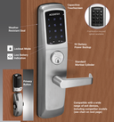 Accentra (Yale) PB-NTT623-NR 626 NexTouch Exit Trim, Touchscreen Keypad, w/ Cylinder Override, Satin Chrome Finish