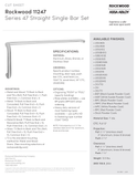 Rockwood 11247 Straight Single Bar Set, 12" Pull CTC, w/ T3 Back to Back and Thrubolt Mounting