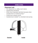 Accentra (Yale) MO5408LN Grade 1 Classroom Cylindrical Lever Lock