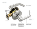 Falcon W581PD SRQ Storeroom Cylindrical Lever Lock, w/ Small Rose, Quantum Style