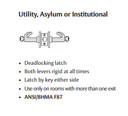 Sargent 10XG17 LL Utility, Asylum Or Institutional Cylindrical Lever Lock
