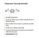 Sargent 10XG38 LB Classroom Security Intruder Cylindrical Lever Lock