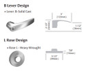 Sargent 70-10XG24 LB Entrance or Office Cylindrical Lever Lock, Accepts Small Format IC Core (SFIC)