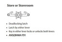 Sargent 60-10XG26 LP Store or Storeroom Cylindrical Lever Lock, Accepts Large Format IC core (LFIC)