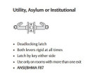 Sargent LC-10XG17 LB Utility, Asylum Or Institutional Cylindrical Lever Lock, Less Cylinder