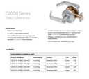 Dexter C2000-CL-STRM-C Grade 2 Storeroom Cylindrical Lock w/ Curved Lever, Clutching