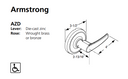 Corbin Russwin CL3857 AZD 605 LC Grade 2 Storeroom or Closet Conventional Less Cylinder Lever Lock, Bright Brass Finish