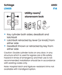 Schlage L9466L 18N 626 Store/Utility Room Mortise Lock with Deadbolt, Less Cylinder, Satin Chrome Finish