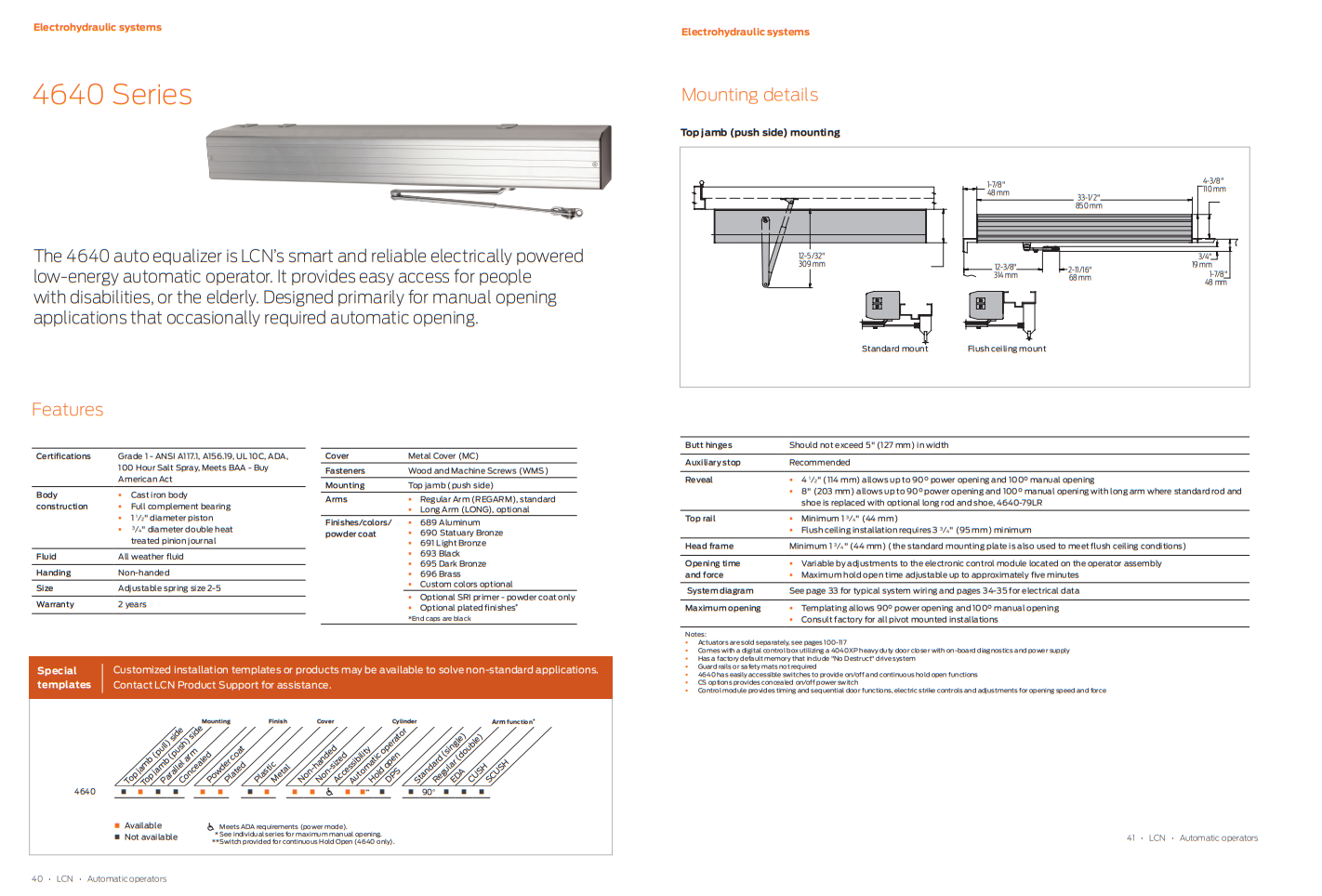 LCN 4642REG Auto Equalizer Door Operator, Push Side Mounted w/ Regular Arm